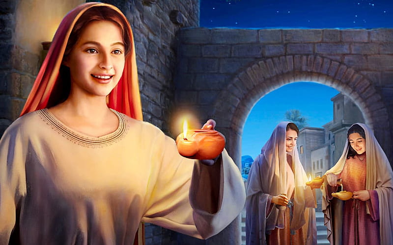 The Wise Virgins, virgins, parable, wise, Jesus, lamps, HD wallpaper