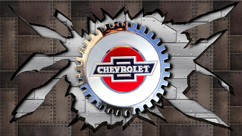 Chevrolet Gear logo steel, Chevrolet logo, Chevrolet, Chevrolet logo , Chevrolet logo Background, Antique Chevrolet emblem, Chevrolet Car emblem, HD wallpaper