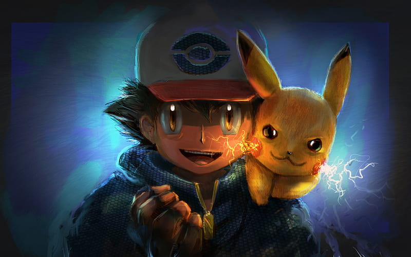 Ash Ketchum, Pikachu, art, Ash, Pokemon, HD wallpaper