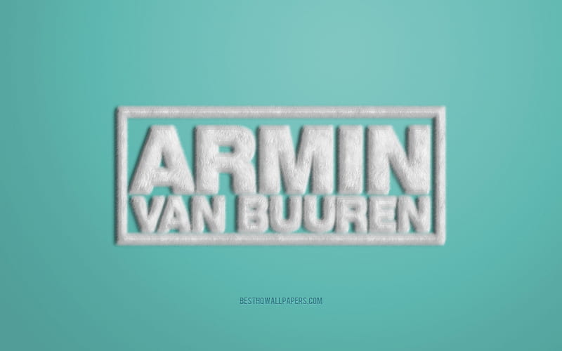 White Armin van Buuren Logo, Green background, Armin van Buuren 3D logo, Armin van Buuren fur logo, creative fur art, Armin van Buuren emblem, Dutch DJ, Armin van Buuren, HD wallpaper