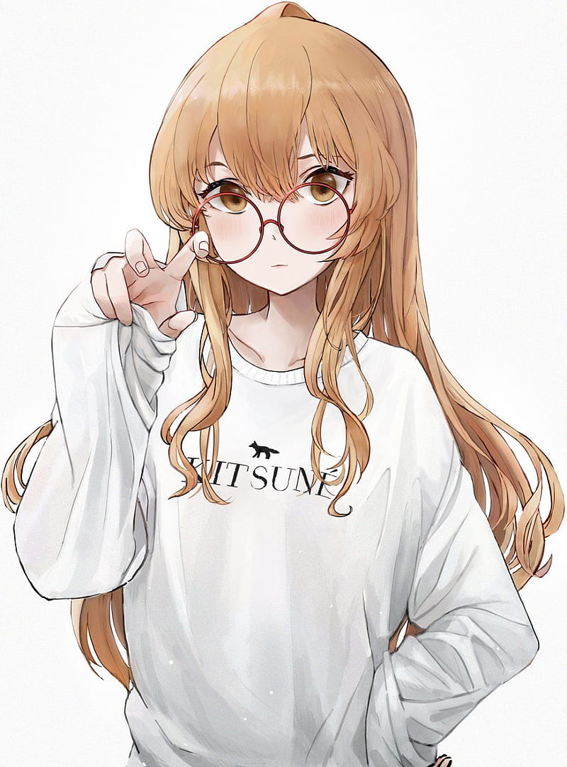 Anime, chicas anime, mujeres con gafas, simple, blanco, morena, cabello  largo, Fondo de pantalla de teléfono HD | Peakpx