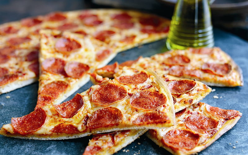 pepperoni pizza, cool, food, yummy, entertainment, pizza, fun, HD wallpaper