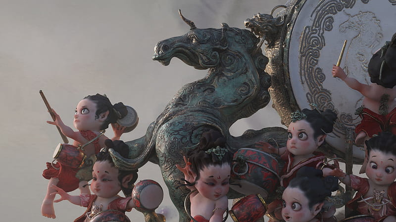 Clan of Drums, baby, te hu, red, fantasy, horse, HD wallpaper