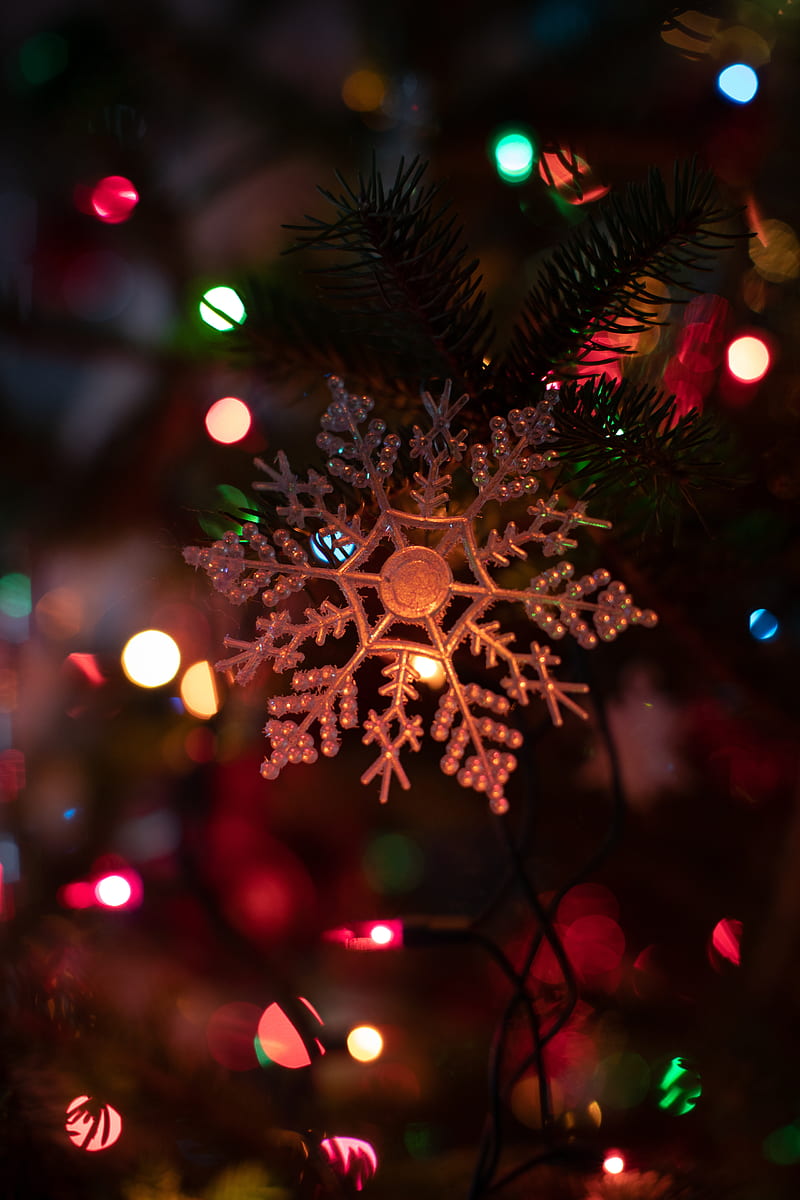 snowflake, garland, new year, christmas, christmas tree toy, HD phone wallpaper