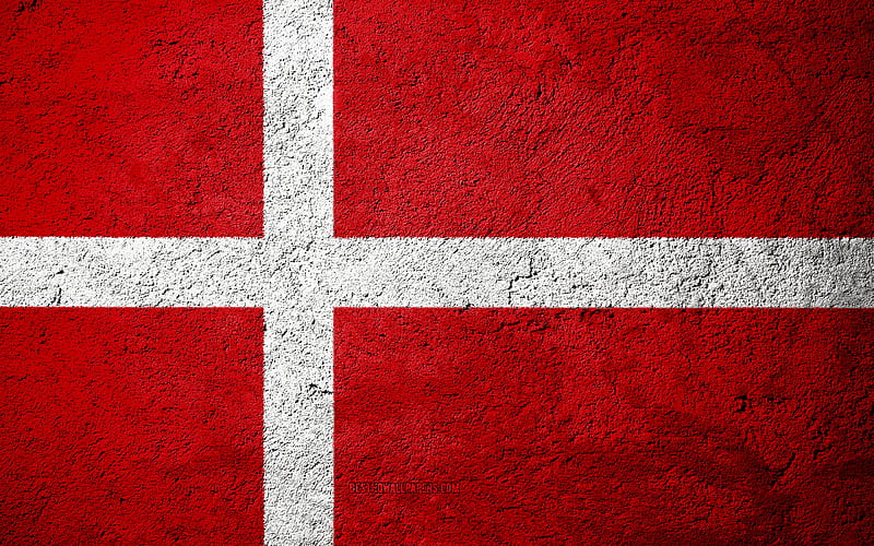 Flag of Denmark, concrete texture, stone background, Denmark flag, Europe, Denmark, flags on stone, HD wallpaper