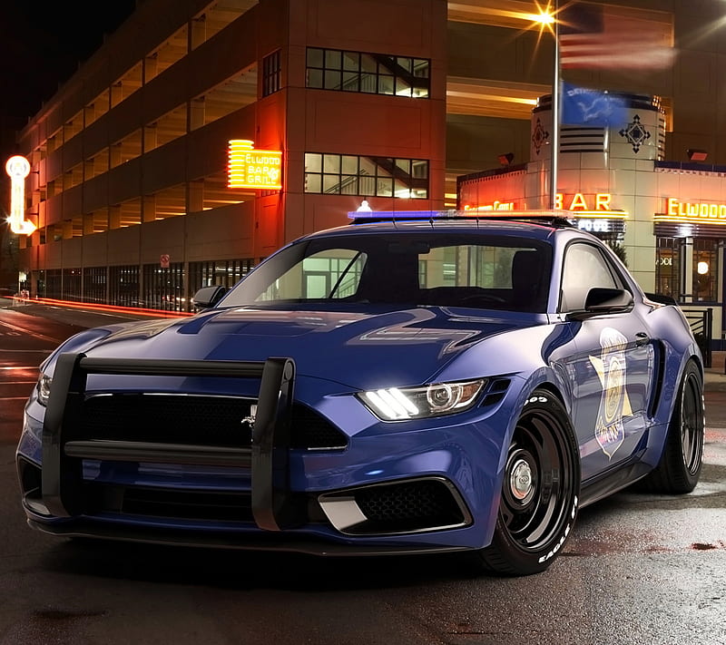 Ford Mustang police, blue, ford, mustang, police, HD wallpaper