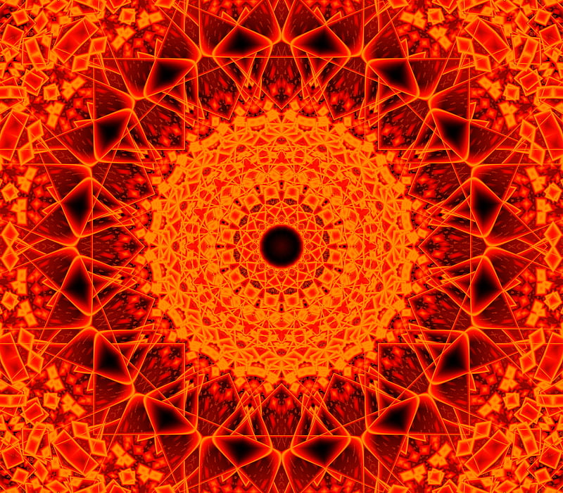 fractal, pattern, fragments, abstraction, orange, HD wallpaper