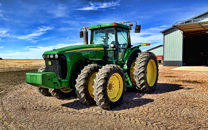 John Deere 8320, farm, 2020 tractors, R, agricultural machinery, harvest, John Deere 8R series, green tractor, agriculture, John Deere, HD wallpaper