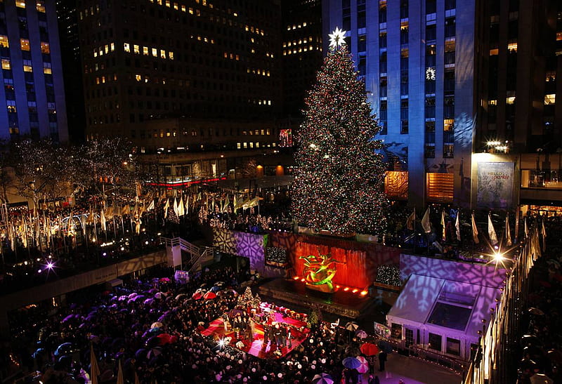 77th Annual Rockefeller Center Xmas Tree, graphy, abstract, HD wallpaper
