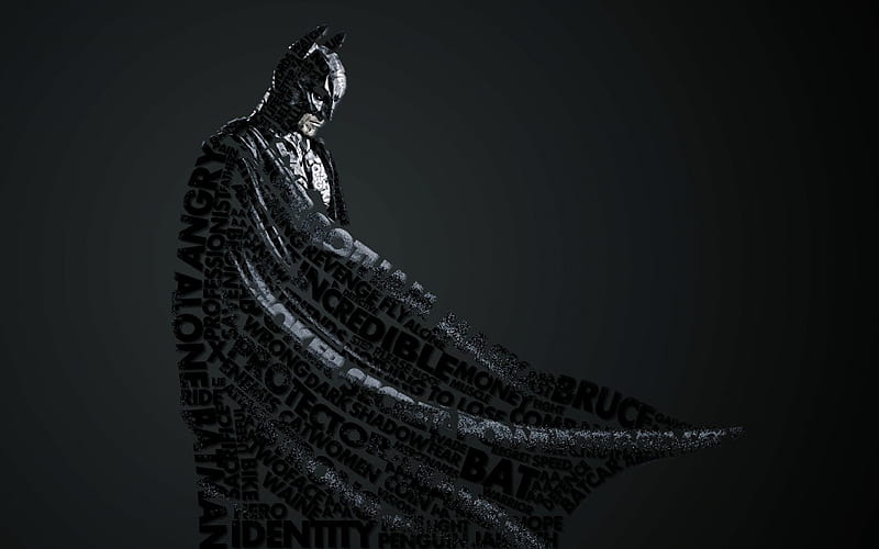 Batman superhero, black background, art, typography, HD wallpaper