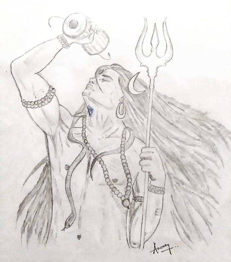 Drawing or Sketch of Lord Shiva Outline Vector Illustration. Design Element  of Shiv Text Mahadev, Trishul and Three Tilak Stock Vector - Illustration  of mahadev, meditation: 174870258