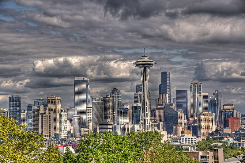 Cities, r, Seattle, Man Made, Space Needle, HD wallpaper