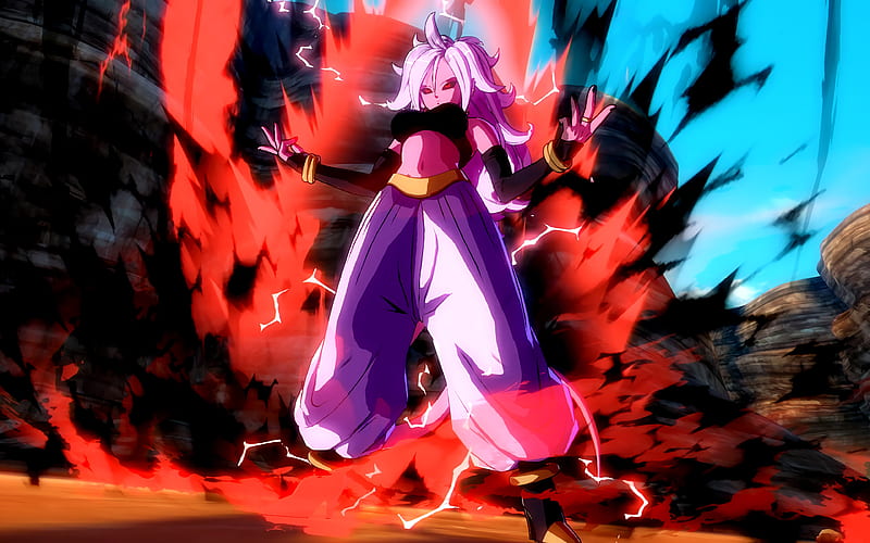Android 21, fire, Dragon Ball FighterZ, Majin Android 21, DBZF, Dragon Ball, HD wallpaper