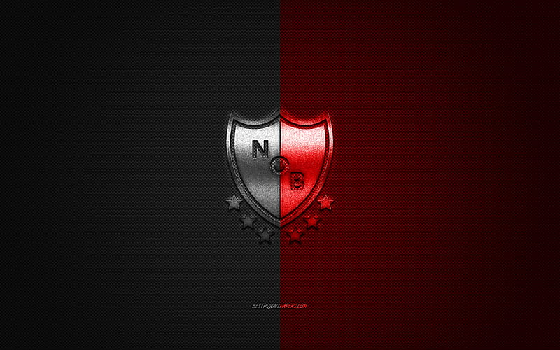 Newells Old Boys, Argentinean football club, Argentine Primera Division, black and red logo, black and red carbon fiber background, football, Rosario, Argentina, Newells Old Boys logo, HD wallpaper