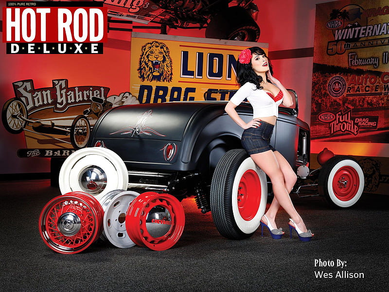 Hot Rod Girl, hot rod, girl, car, HD wallpaper