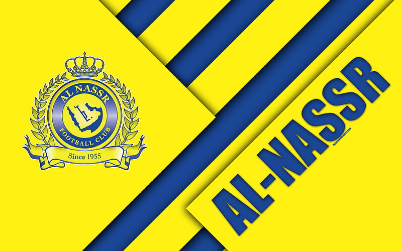Al-Nassr FC yellow blue abstraction, logo, Saudi Arabian football club, material design, Riyadh, Saudi Arabia, football, Saudi Professional League, HD wallpaper