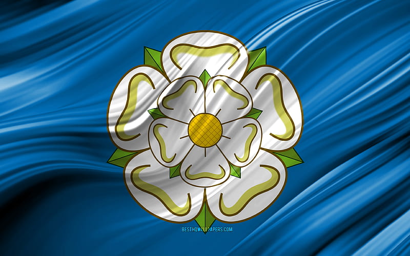 Yorkshire flag, english counties, 3D waves, Flag of Yorkshire, Counties of England, Yorkshire County, administrative districts, Yorkshire 3D flag, Europe, England, Yorkshire, HD wallpaper