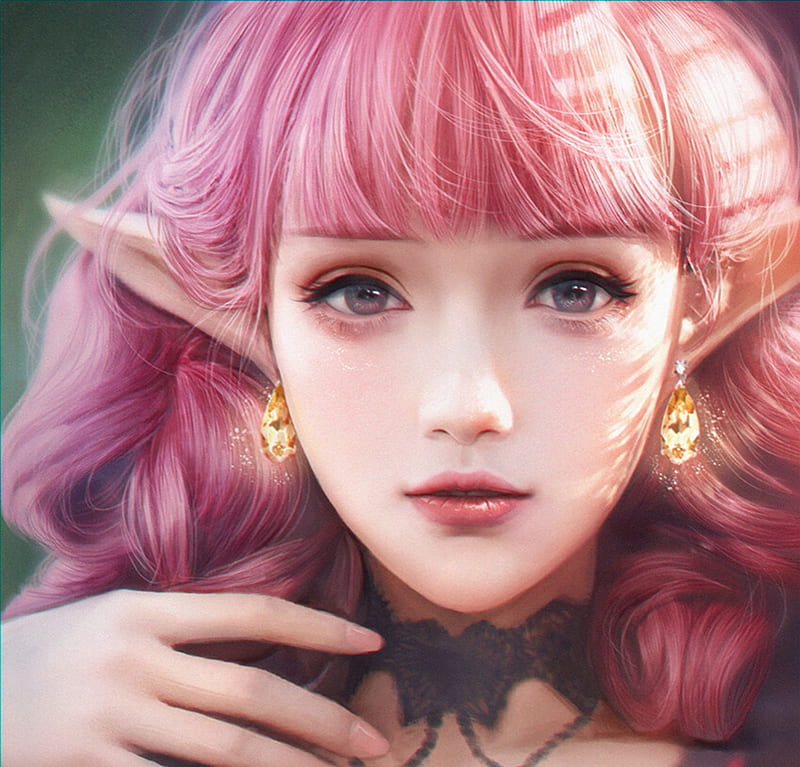 Elf Girl Luminos Amrart Elf Face Pink Frumusete Amr A Mr Fantasy Jewel Hd Wallpaper 7056