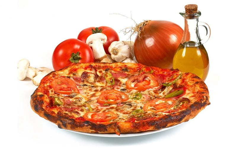 Pizza, delicious, Italian, food, vegetables, HD wallpaper