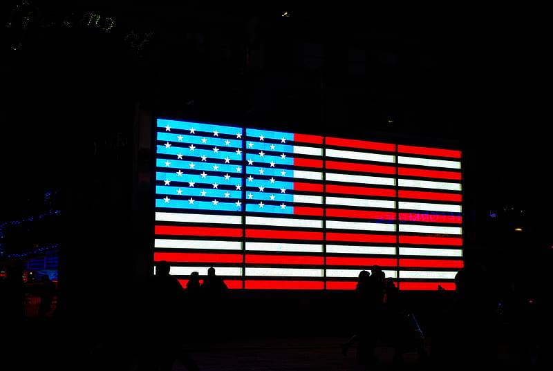 American Flag Times Square, stars and stripes, times square, american flag, red white and blue, old glory, HD wallpaper