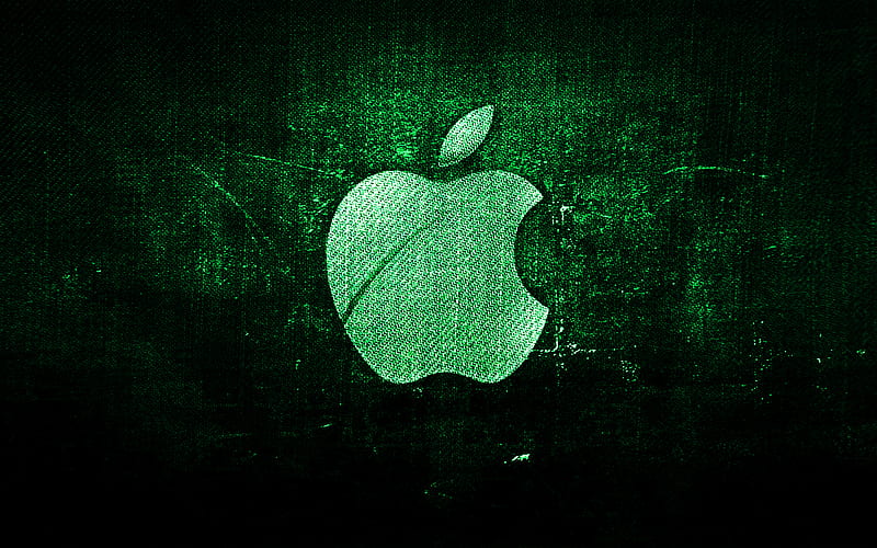 Apple turquoise logo, turquoise fabric background, Apple, creative, Apple denim logo, grunge art, Apple logo, HD wallpaper