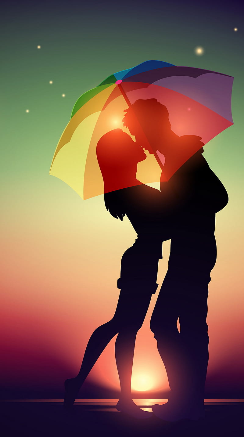 Love couple, umbrella, HD phone wallpaper