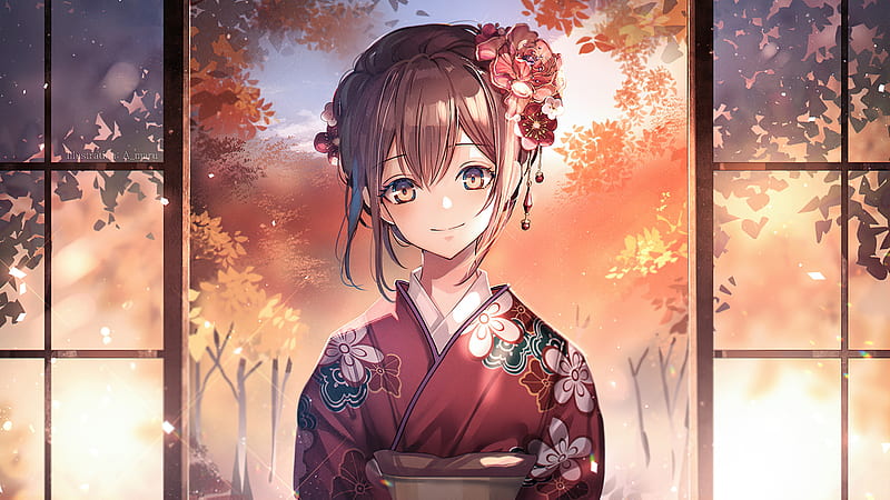 Anime, Original, Kimono, HD wallpaper