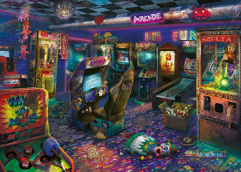 Ravensburger Abandoned Series: Forgotten Arcade 1000 Piece Jigsaw Puzzle for Adults - 16971 - Every Piece is Unique, Softclick Technology Means Pieces Fit Together Perfectly : Toys & Games, Arcade Room, HD wallpaper