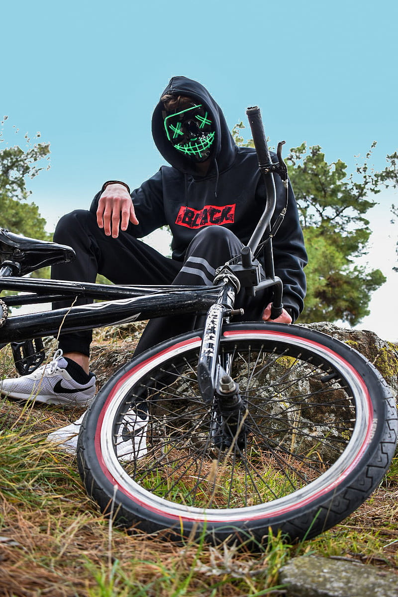 Bmx neón, bicicleta, negro, verde, máscara, rojo, Fondo de pantalla de  teléfono HD | Peakpx