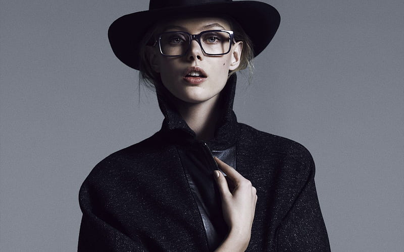 Frida Gustavsson, beautiful girl, Swedish model, girl in hat, HD wallpaper