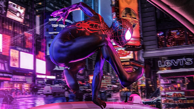 spider-man: into the spider-verse, running, city, Movies, HD wallpaper