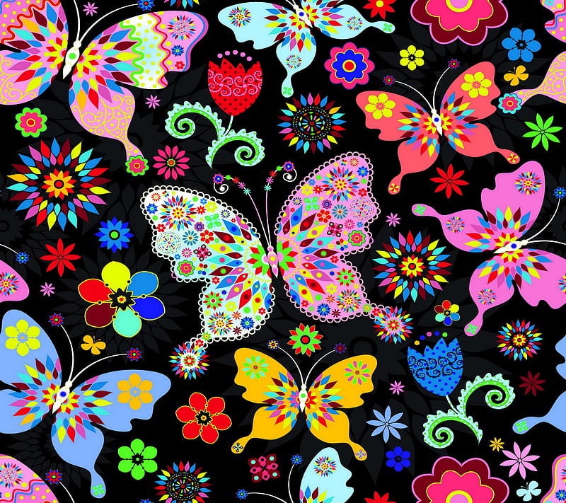 floral butterflies, abstract, landscape, love, nature, sayings, signs, view, HD wallpaper