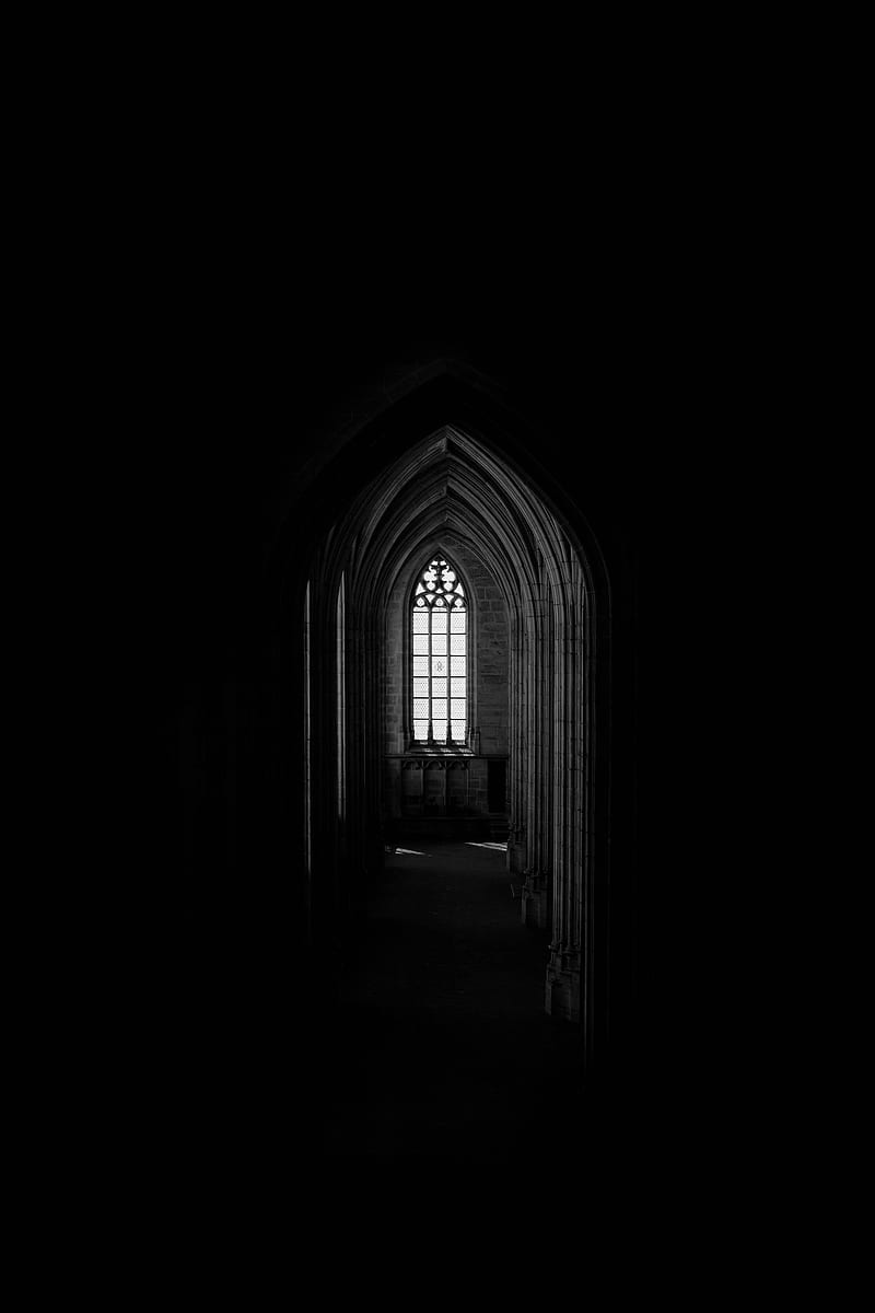 Monochrome Of Dark Hallway, HD phone wallpaper