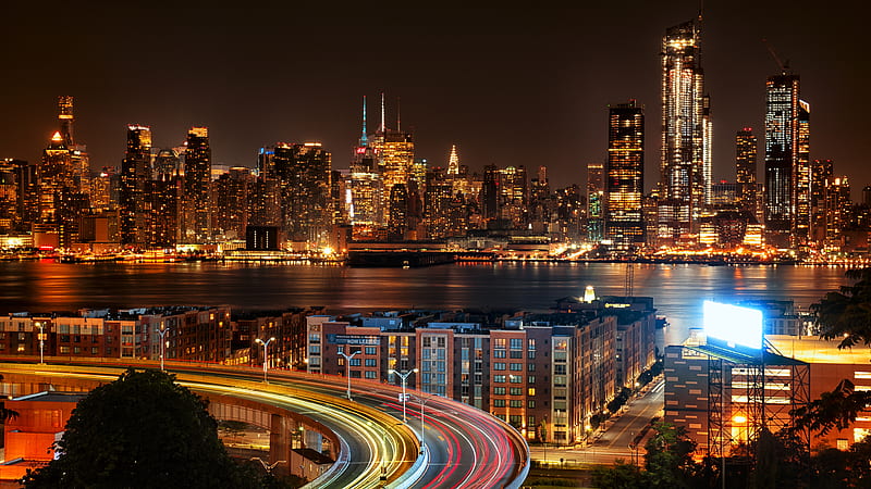 New Jersey, new york, america, usa, night, nyc, cities, HD wallpaper