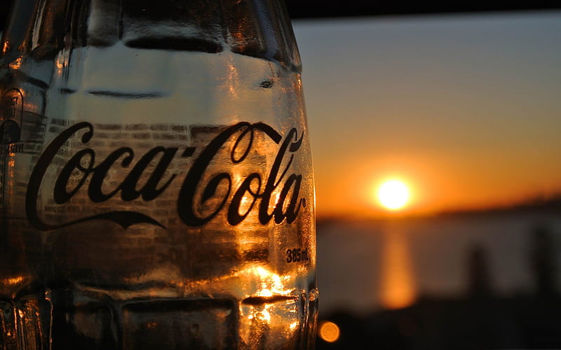 glass coke sunset-, HD wallpaper