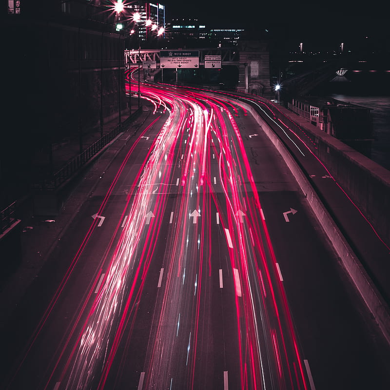 night city, long exposure, road, direction, movement, HD phone wallpaper