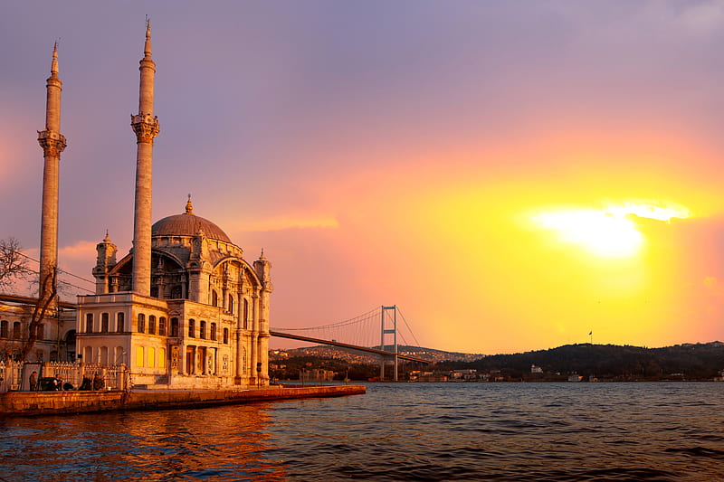 Mosque in istanbul, cami, india, mecidiye, turkey, turkish, uskudar, HD wallpaper