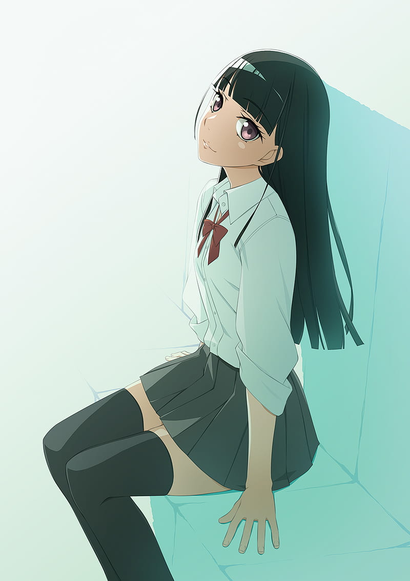 Sora yori mo Tooi Basho, anime girls, black hair, Kobuchizawa Shirase, long  hair, HD phone wallpaper