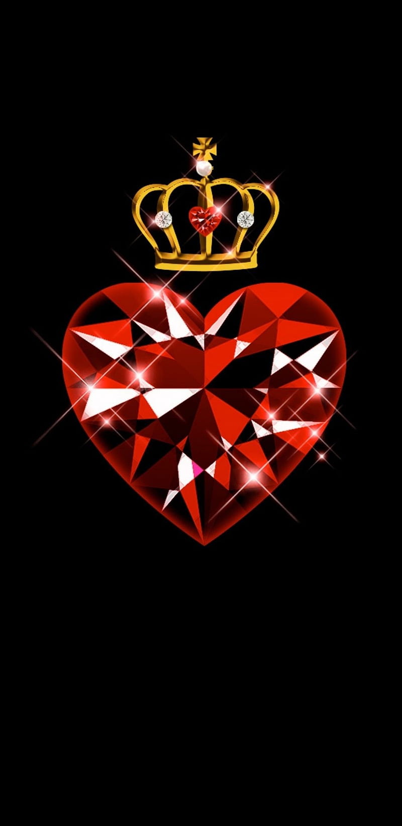 Queen Of Hearts, crown, girly, gold, golden, jewel, pretty, ruby, HD phone wallpaper