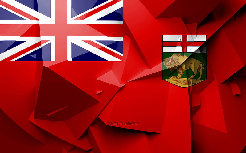 Flag of Manitoba, geometric art, Provinces of Canada, Manitoba flag, creative, canadian provinces, Manitoba Province, administrative districts, Manitoba 3D flag, Canada, Manitoba, HD wallpaper