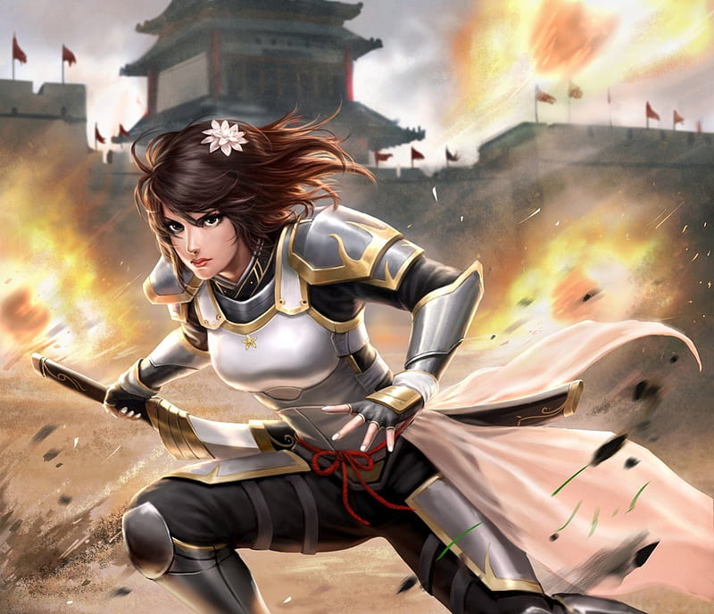 Sad tears girl boy armor red war battlefield legend hero legendary anime  wallpaper, 1440x900, 451817