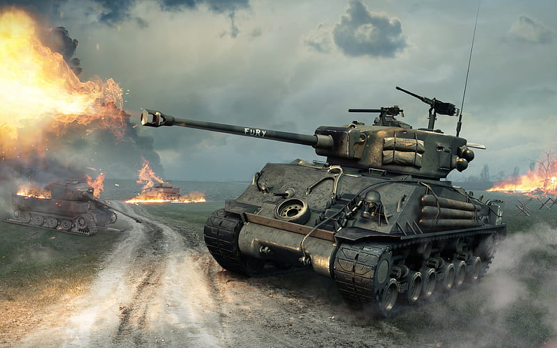 Fury tank, World of Tanks, M4A3E8 Sherman Fury, unique tank, American tanks, online game, HD wallpaper
