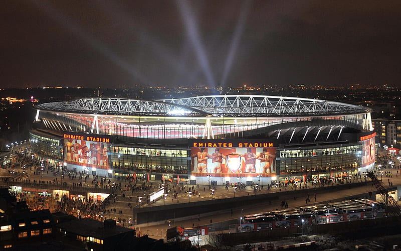 Emirates Stadium, Ashburton Grove, Arsenal Stadium, London, England, English Football Stadium, London night Skyline, HD wallpaper