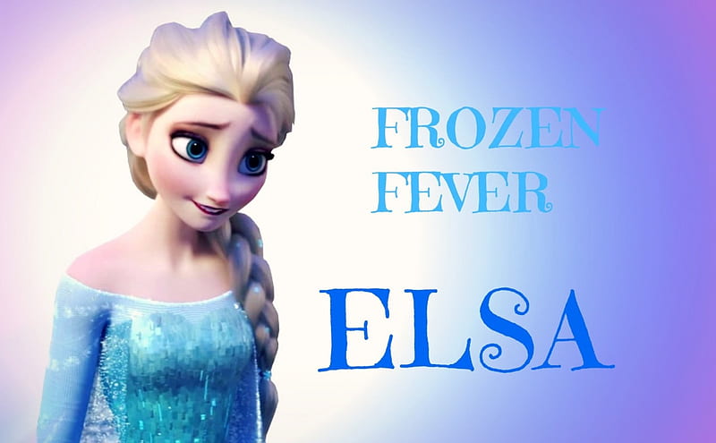 Elsa, poster, movie, blonde, girl, frozen fever, snow queen, princess, pink, disney, blue, HD wallpaper