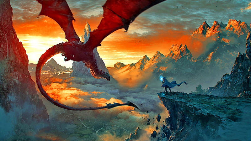 Farewell, fantasy, dragon, music, wizard, HD wallpaper
