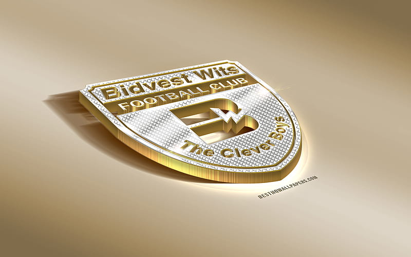 Bidvest Wits FC, South African Football Club, Golden Silver logo, Johannesburg, South Africa, ABSA Premiership, Premier League, 3d golden emblem, creative 3d art, football, HD wallpaper