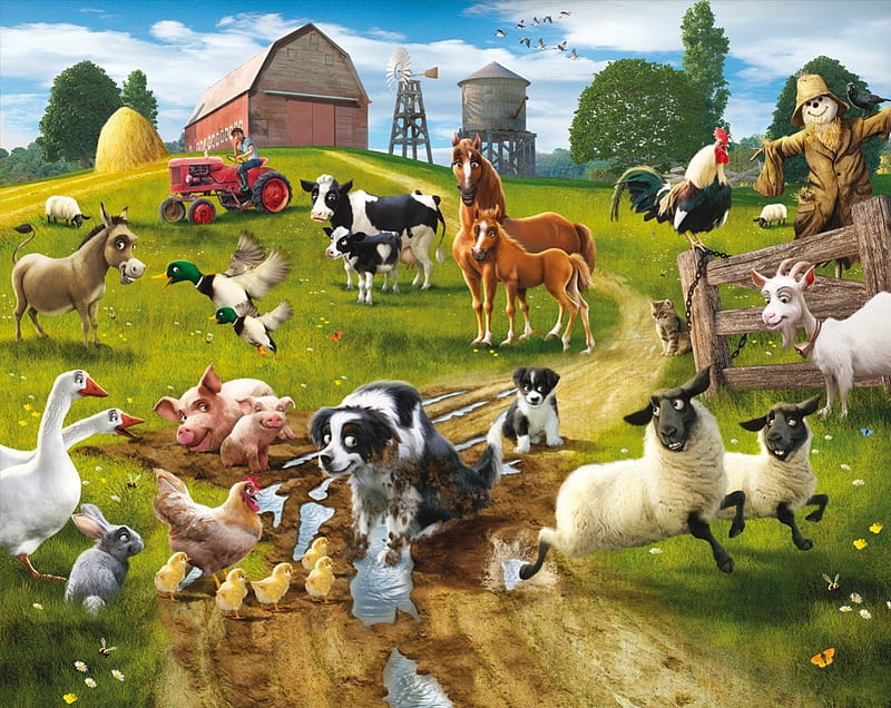 ~Fun Farm~, farm, nature, fun, animals, HD wallpaper