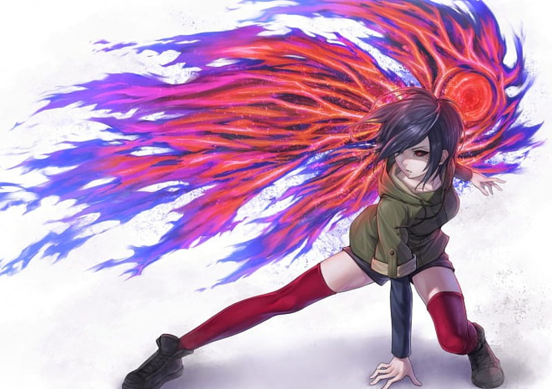 Kirishima Touka, ghoul, wings, touka, girl, anime, tokyo, HD wallpaper