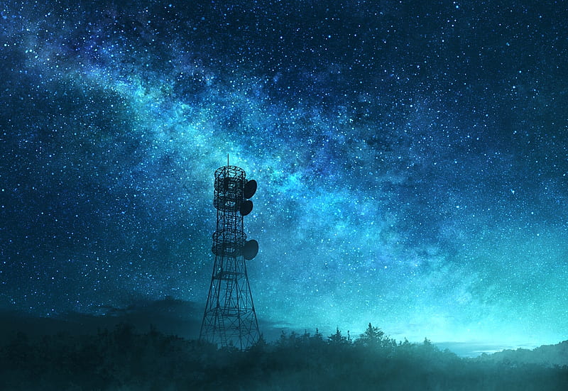 anime landscape, stars, scenic, clouds, Anime, HD wallpaper