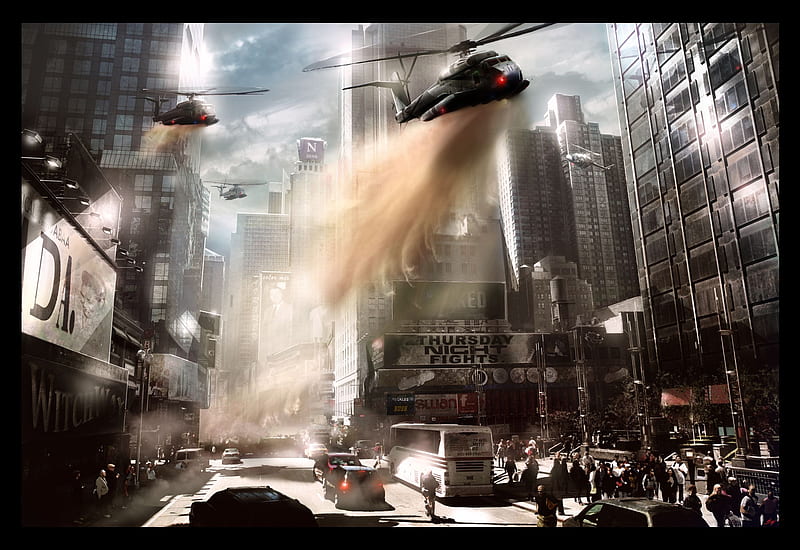 Dusting, black helicopters, sop, big brother, crowd control, HD wallpaper